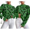 Women S Fashion Round Neck Long Sleeve Pullover Sweater Leopard Print