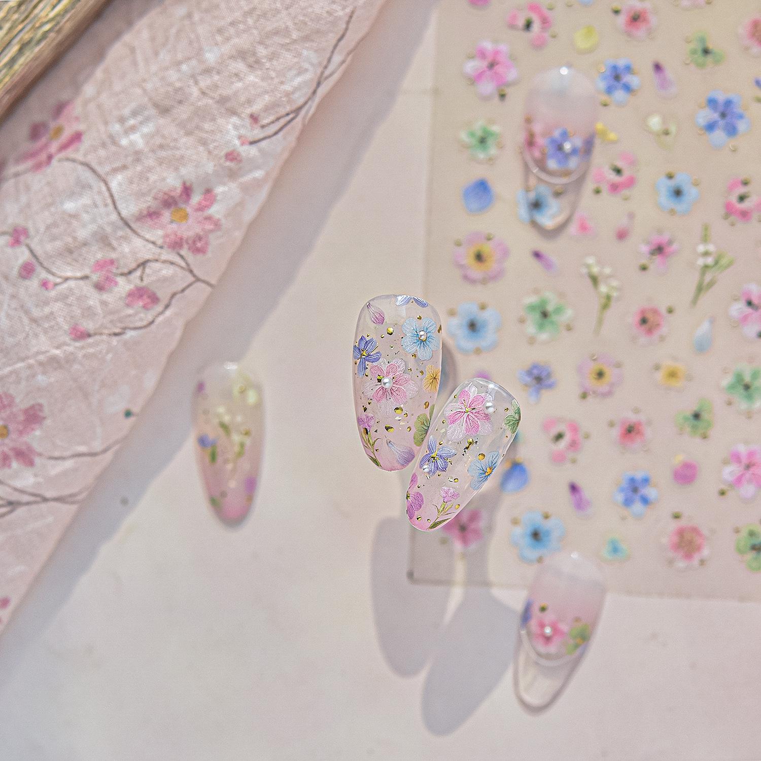 

Tomoni Children s Japanese Pink Floral Nail Art Stickers