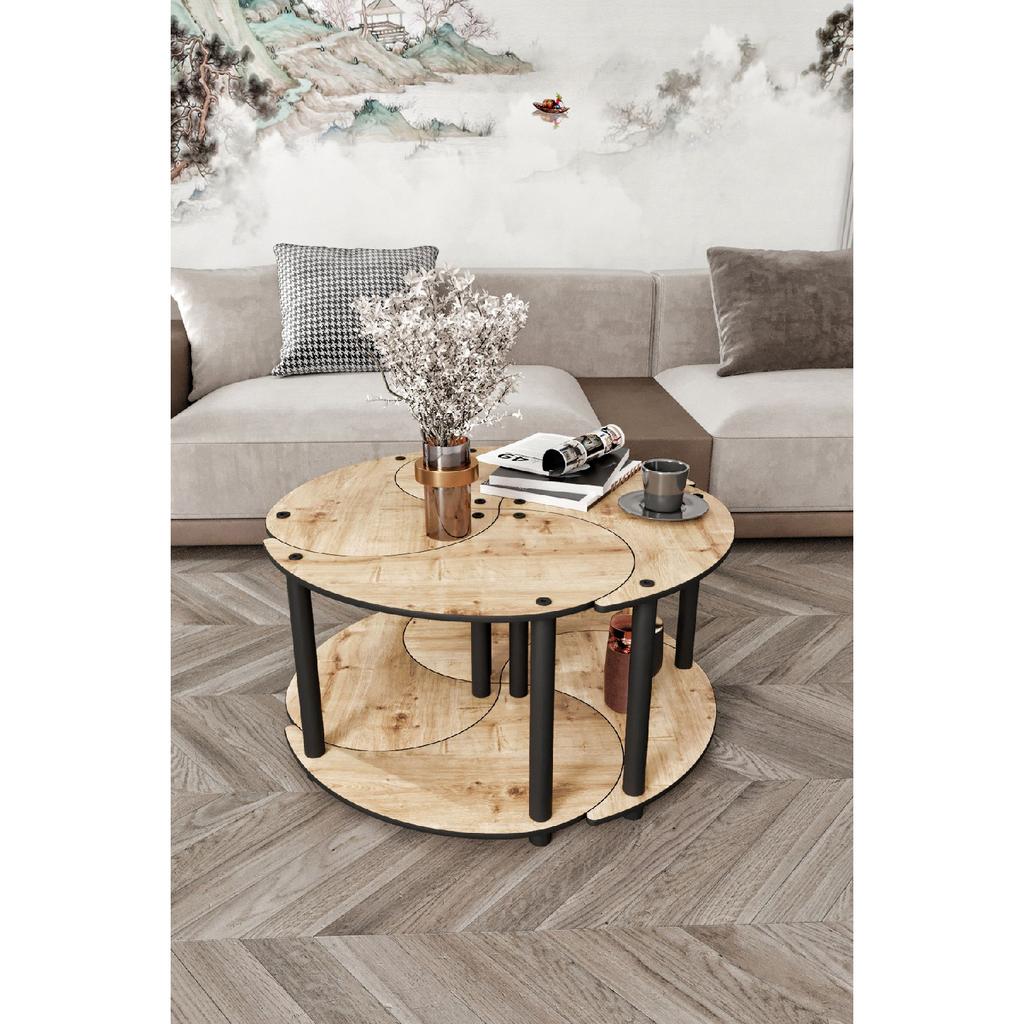 Yin Yang Unity Serenity Coffee Table Set of 4 Oak 70 Cm