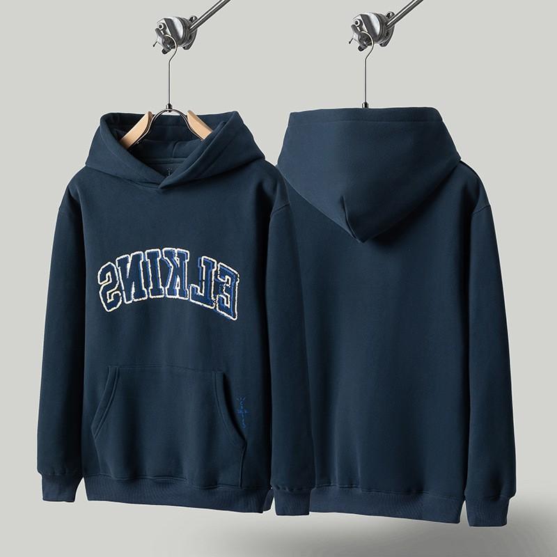 Mens Oversized Hooded Sweatshirt With Reversed Hook Print Loose Fit Cotton Pullover Fall Streetwear