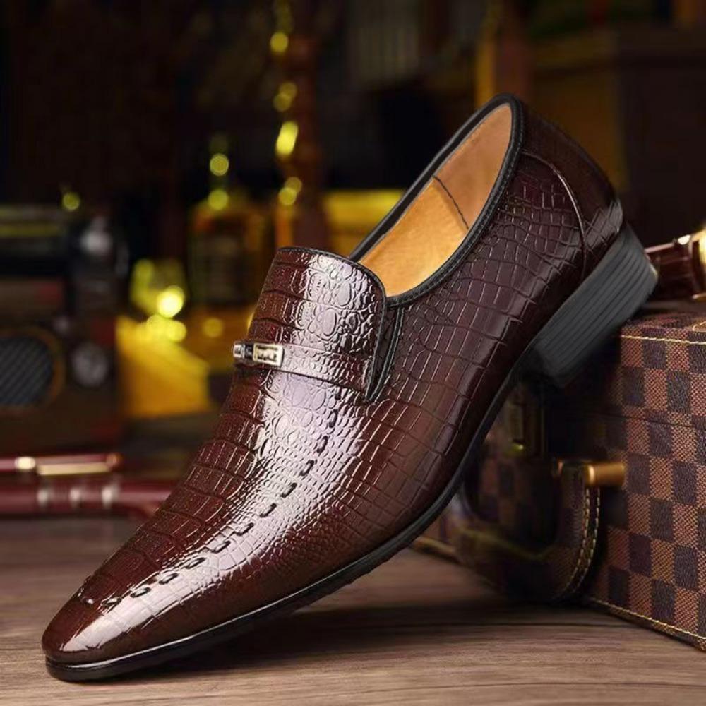

Mens Crocodile Pattern Leather Shoes Big Size Embossed Dress Shoes 48