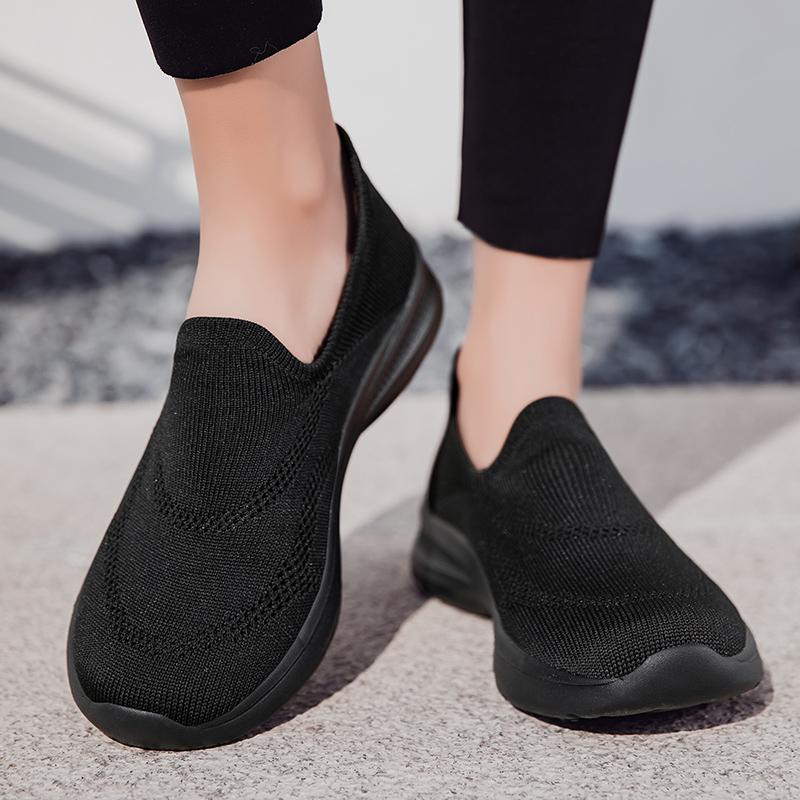 Baskets de printemps pour femmes Confortables Légères Antidérapantes Plates Chaussures de maman Chaussures de course d'extérieur Chaussures de sport décontractées Taille 35-44