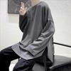 Spring Autumn Oversized T-shirt Men Harajuku Solid Irregular T Shirt Men's Pullover Tees Long Sleeve Y2k Tops Hip Hop Streetwear