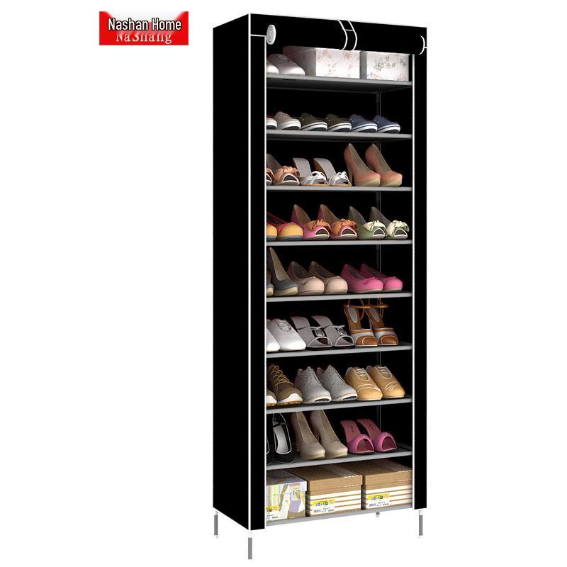 

Многоярусная пылезащитная обувница большой вместимости для дома, квартиры в аренду или общежития 10-Tier 9-Grid 57*27*155cm чёрный