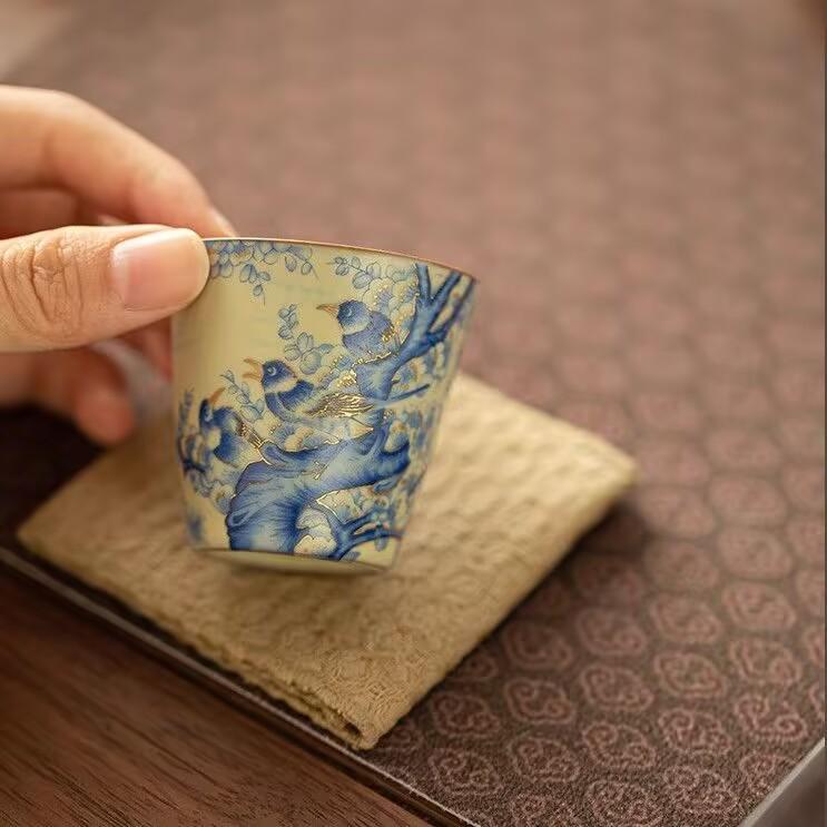 Ru Kiln Is Happy With The Eyebrows And Smells The Fragrance Cup Ceramic Opening Piece Personal Special Ceramic Master Cup National Style Tea Cup