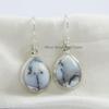 Natural Dendrite Opal Earring, Teardrop Gemstone Earring, Handmade 925 Sterling Silver Earrings, Gift for Mom, Black and White Earring