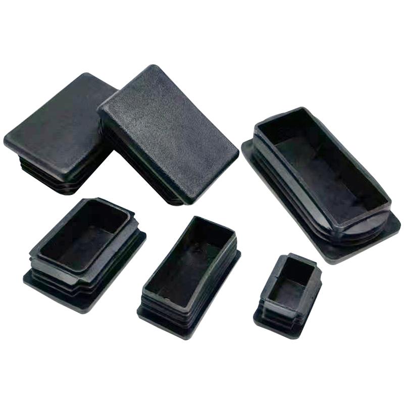 Rechthoekige Buis Dop Inzetstukken Zwart Plastic Afsluitdoppen 10x15mm-60x100mm Meubels Tafels Stoelen Voetdoppen