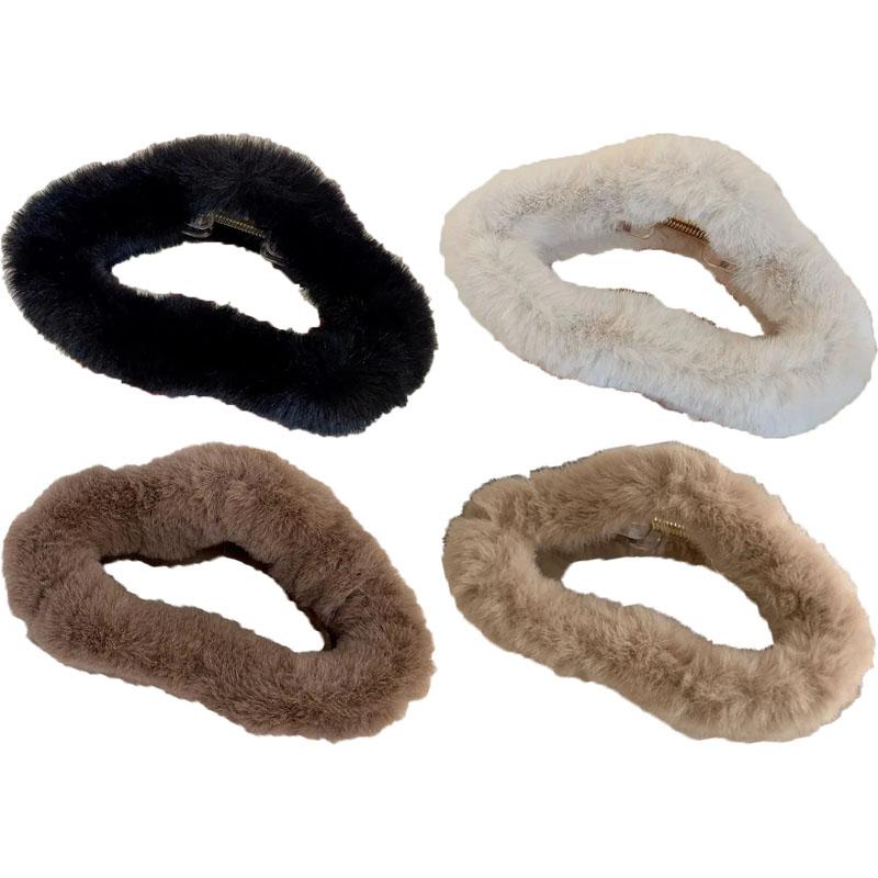 Set of 4/8 Autumn and Winter Short Plush Solid Color Hair Claws for Women Holiday Atmosphere Shark Clip Hair Accessories