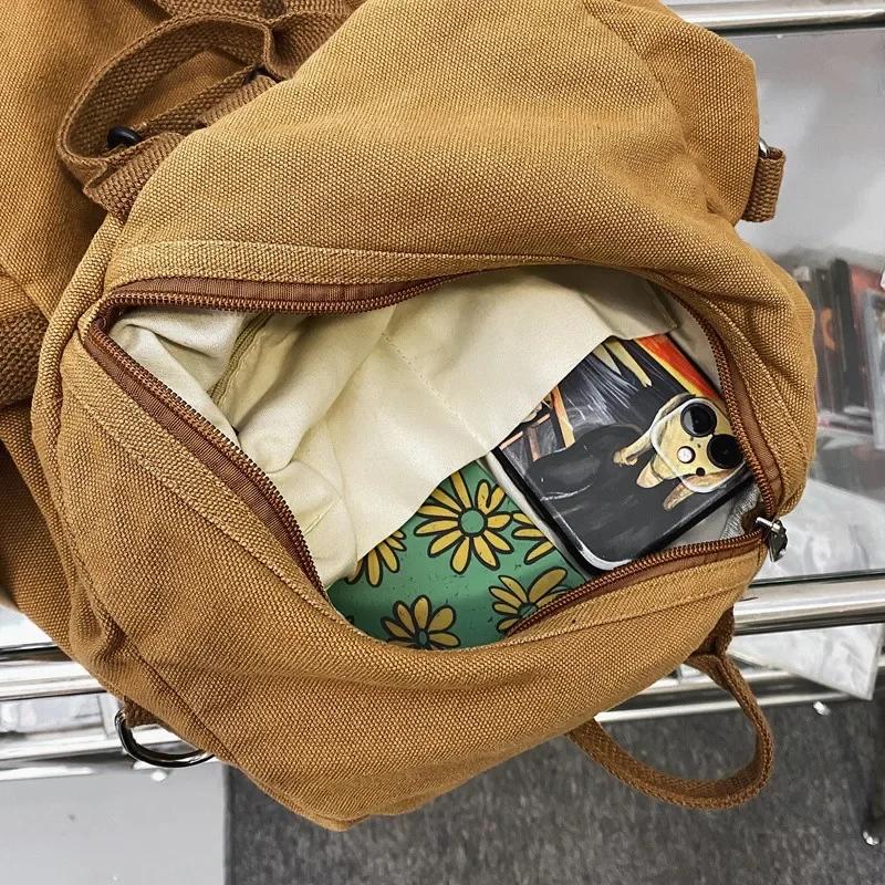 Casual Canvas Women Backpack Big Capacity School Bag College Student Travel Ladies Hand Bag Vintage Female Shoulder Bag Bagpack