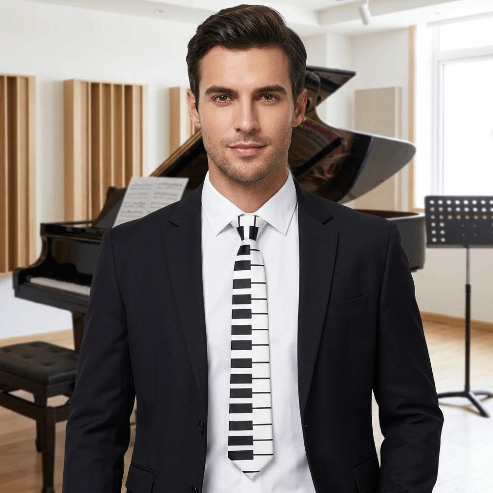 Skinny Piano Necktie Black Music Tie Classic Men Tie Women