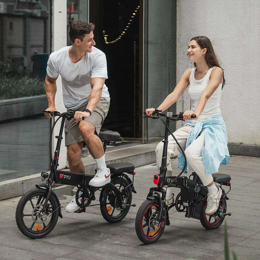 Electric Bike Foldable DYU 14" 250W Motor Top Speed 25Km/h 48V 7.8AH Max Range 60Km Black A5