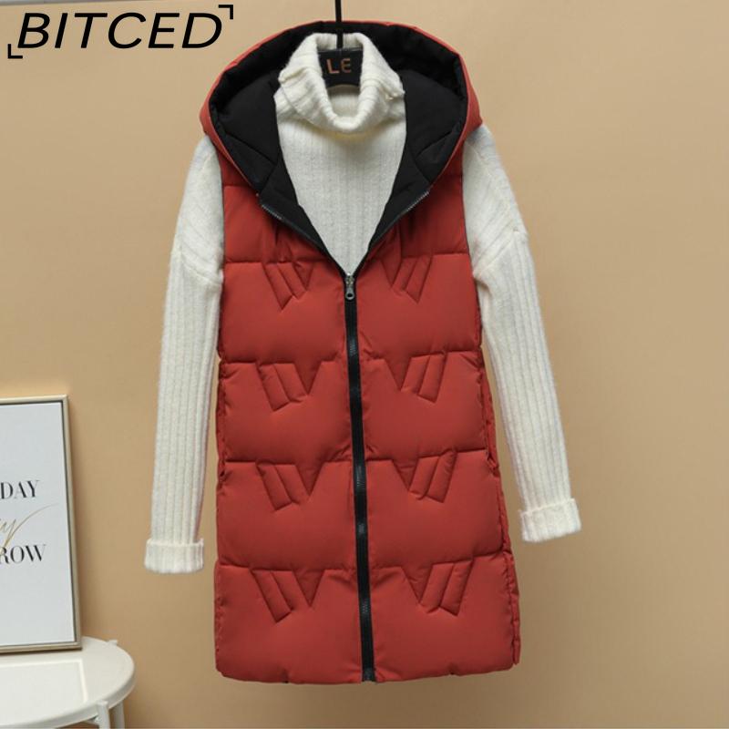 BITCED Reversible Hooded Lightweight Casual Down-Filled Quilted Vest - Slim-Fit Women's Waistcoat Jacket