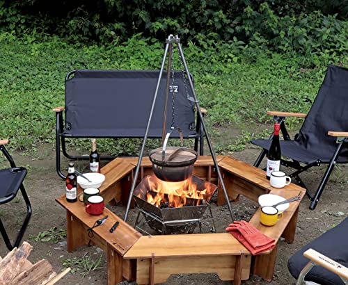 Captain Stag Outdoor Campingtopf mit Holzdeckel, 22 cm, Edelstahl, Hergestellt in Japan, Tsubame-Sanjo, UH-4125
