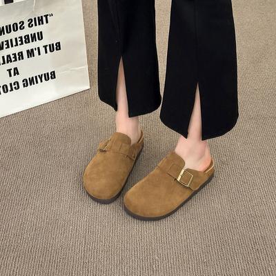 Retro-Tasche aus mattiertem Leder, Damenschuhe mit weicher Sohle, Schuhe mit runder Spitze, Sommer-Slipper zum Hineinschlüpfen, rutschfest für Schwangere