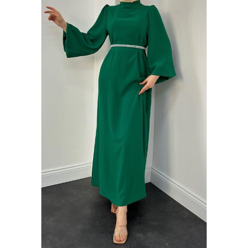 Jessica Balloon Sleeve Evening Dress Red