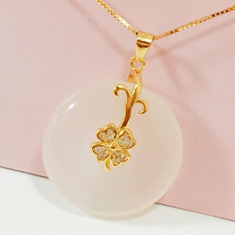 Ping An 925 Silver Four-Leaf Clover Pendant Clip.