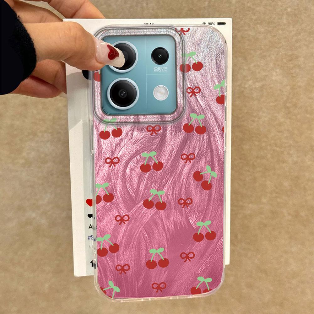 Summer Sweet Red Circular Dot Cherry Phone Case for Xiaomi Mi 13T 14T Pro 11 Lite NE 5G Couple Shell Silicone Back Bags Cover