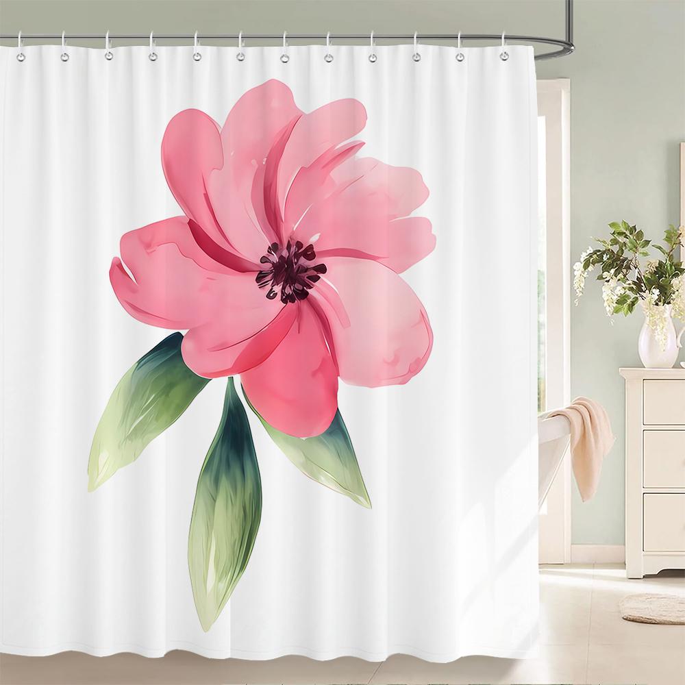High Quality Small Fresh Flowers Fabric Shower Curtain Waterproof Floral Bath Curtains For Bathroom Decorate With 12 Hooks