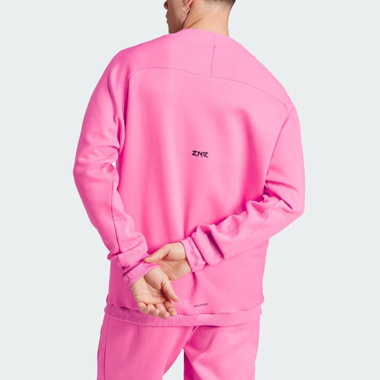 Adidas ZNE. Premium Sweatshirt Unifarbenes Logo Schnelltrocknend Sportlich Lässig Rundhalsausschnitt Langarm Herren Sweatshirt Pink IN5111