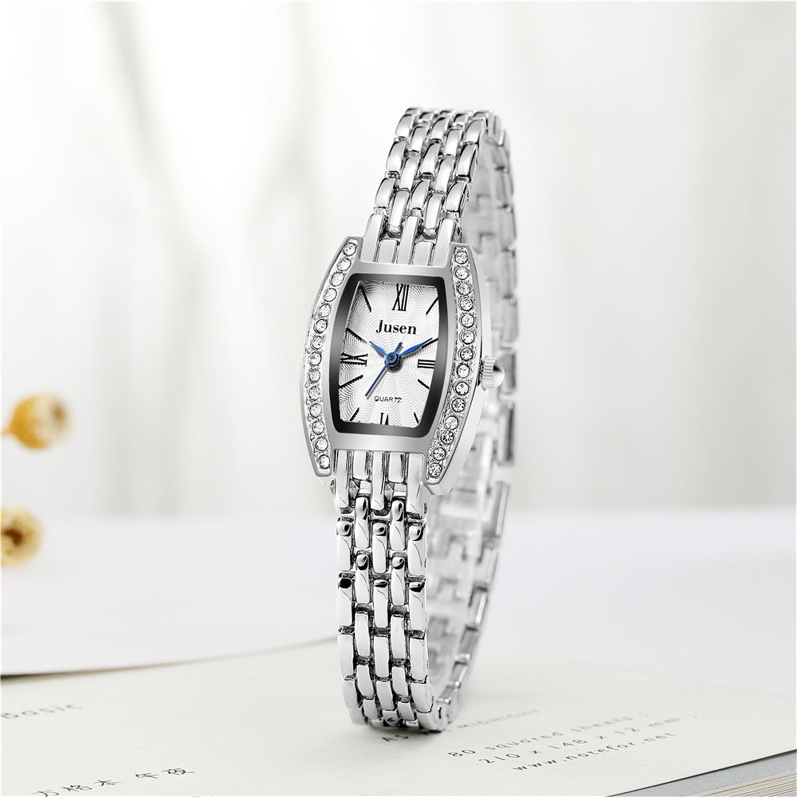 

Ladies Diamond Studded Wine Barrel Shaped Steel Strap Bracelet Quartz Watch One Size
