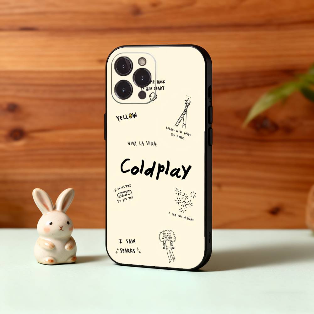 M-Moon M-Music Coldplay Band Phone Case For iPhone17 16 15 14 13 12 11 Pro Max Plus,5G Soft Black Case