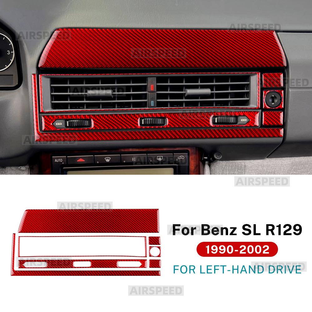 Real Soft Carbon Fiber Sticker For Mercedes Benz SL R129 1990-1994 1995 1996 1997 1998 1999 2000 2001 2002 Car Central Air Vent