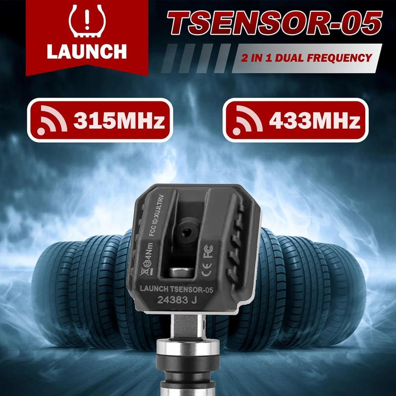 LAUNCH X431 TSENSOR-05 Univerzální TPMS senzor 315MHz/433MHz Duální frekvence Nastavitelný úhel Gumový ventil Monitor tlaku v pneumatikách