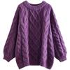 Women's Retro Loose Knit Sweater - Soft, Thick, Cable Twist Pullover for Autumn/Winter