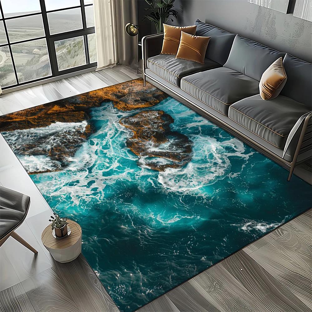 27 Style New Sea Water Beach Reef Nature Scenery Carpet Rug for Living Room Bedroom Home Sofa Decoration,Kids Non-slip Floor Mat