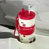 710ML Stainless Steel Cup Bow Cherry Flower Print Insulation Or Cooling High-capacity Cup With Lifting Rope Insulated Cup