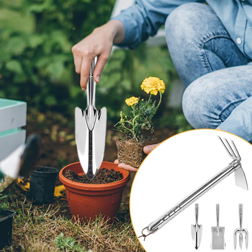 Garden Tool Set Soil Loosening Stainless Steel Shovel Portable Garden Tools Set Of 4 For Yard Lawn Vegetable Planting Soil