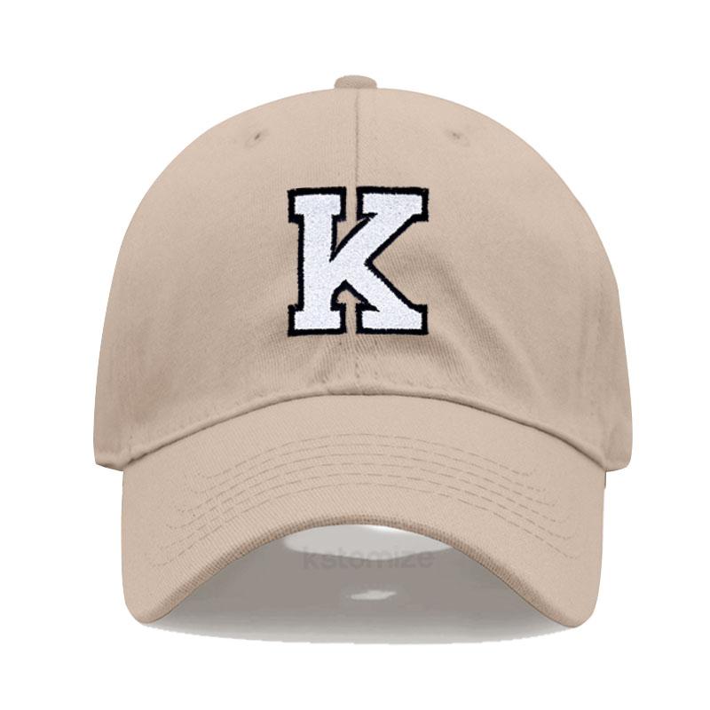 Initial Letter A-Z Embroidered Khaki Baseball Cap for Women Men Fashion Adjustable Soft Cotton Dad Hat Unisex Classic Golf Caps