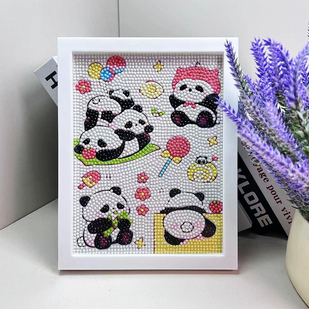 Cartoon Diamond Painting Children's Handmade Diy Diamond Stickers Bedroom Living Room Decorative Painting Masonry Painting with Photo Frame.