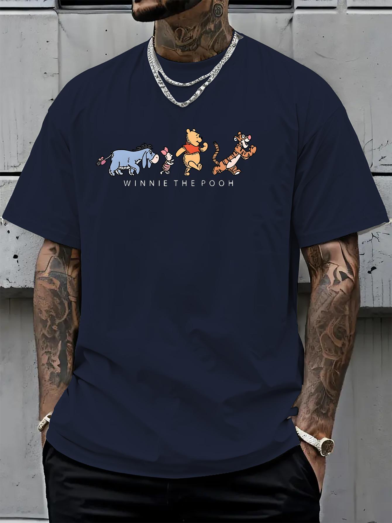 

Disney Winnie The Pooh Printed Cotton Tshirt 2026 Mens and Womens Summer New American Street Casual Loose Short Sleeved Top 4XL