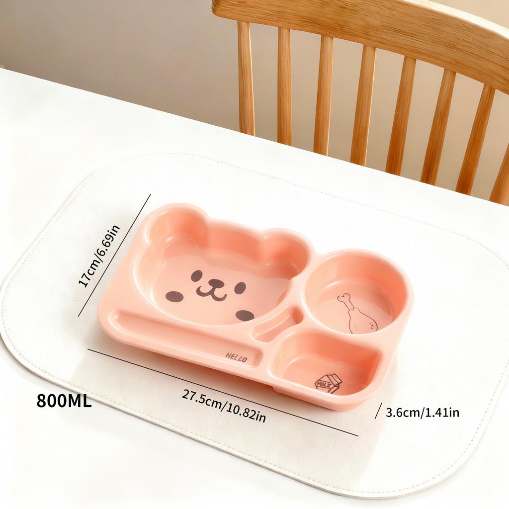 Cartoon Plastic Divided Dinner Plate Large Capacity Children Fruit Salad Plate Reusable Breakfast Food Plate Microwave Heatable