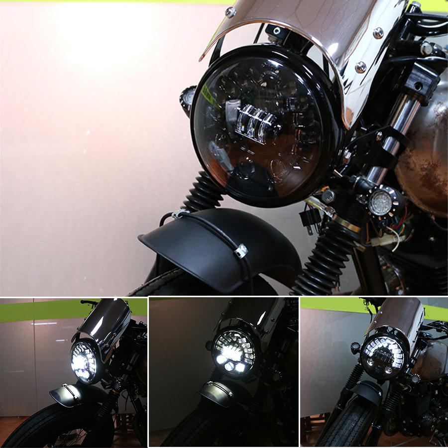 7 Inch Round LED Headlight with Headlight Shell Housing Hi/Lo Beam Projector Motor 7" Round Headlamp