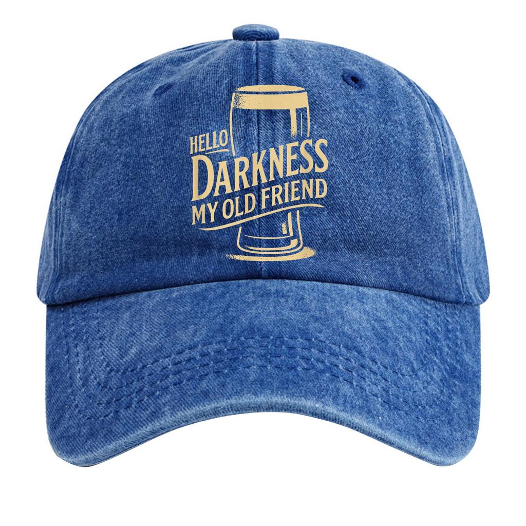 Washed cotton baseball cap with printed distressed soft top denim hat, vintage hat