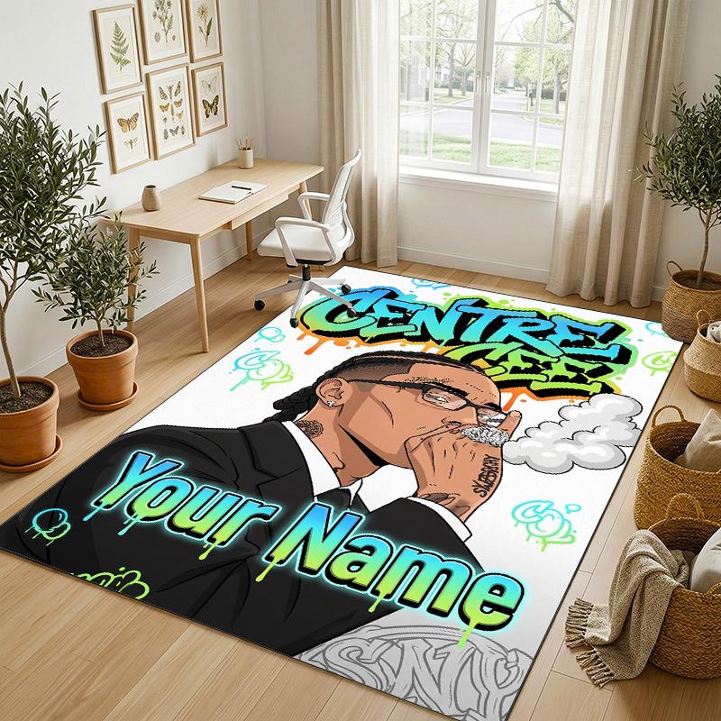 Personalized Crystal Velvet Carpet,Central Cee Custom Printed Name, Plush Area Rug For Home Indoor Decor