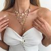 Colorful Crystal & Faux Pearl Layered Necklace with Ocean Style Seashell Pendant