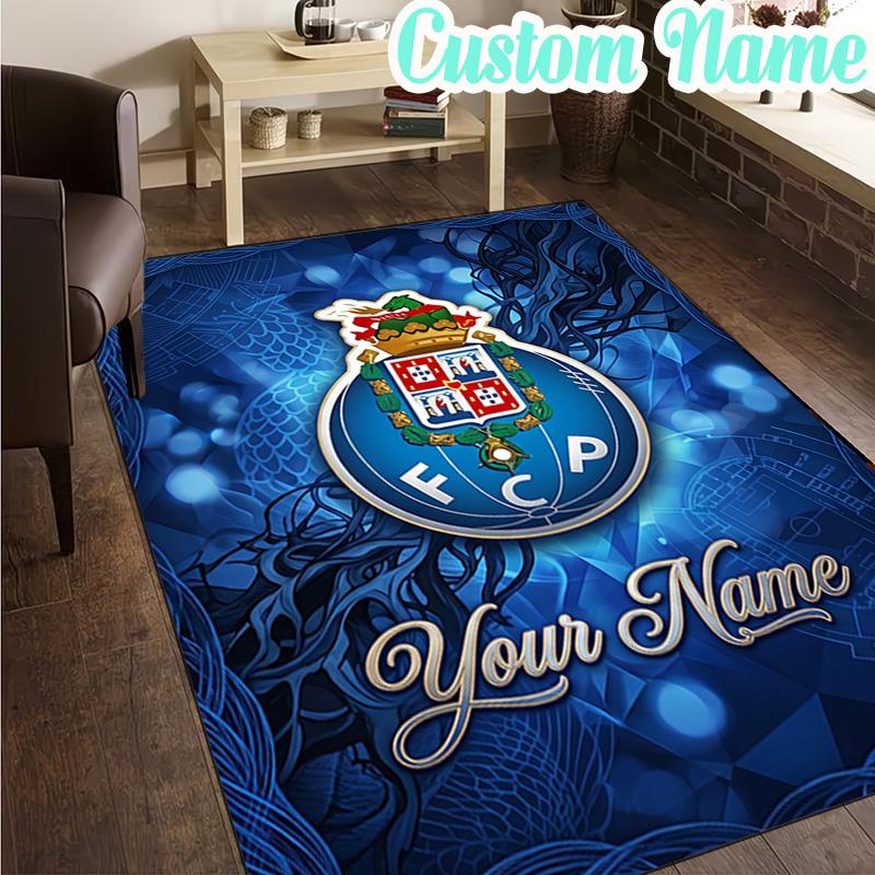 Custom Name Fc Porto Crest Design Rug, Office Rug, Chair Rug, Carpet for Living Rooms, Doormat Game Rug Home Decor Christmas Gifts