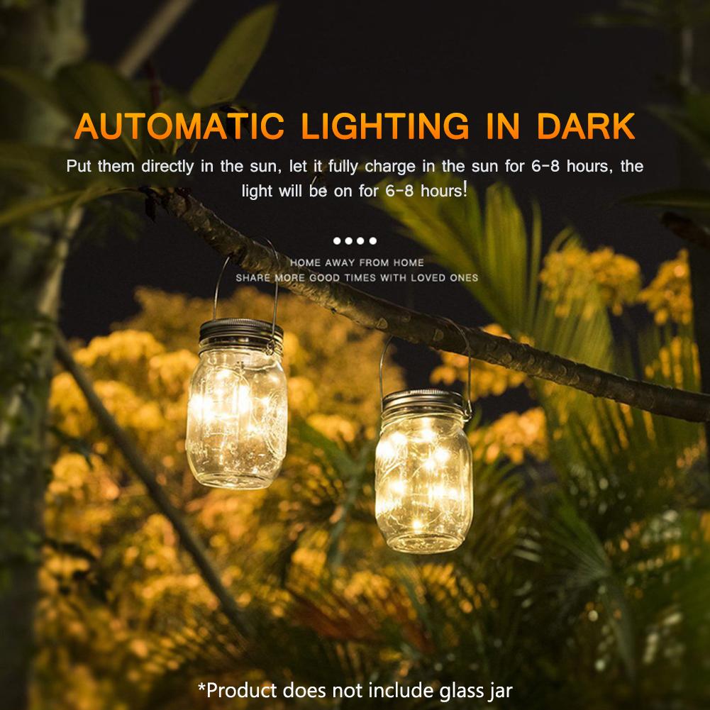 1M/2M Solar-Einmachglas-Licht Kreative Solar-Laterne Lichterkette Hängend Stehend Solar-Lampe Garten-Dekoration für Terrasse Rasen