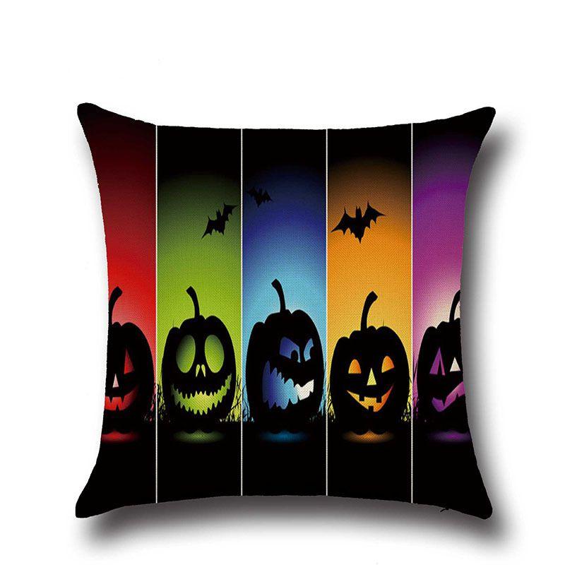 Cotton Linen Halloween Sofa Decor Cushion Cover With Stylish Pumpkin Design