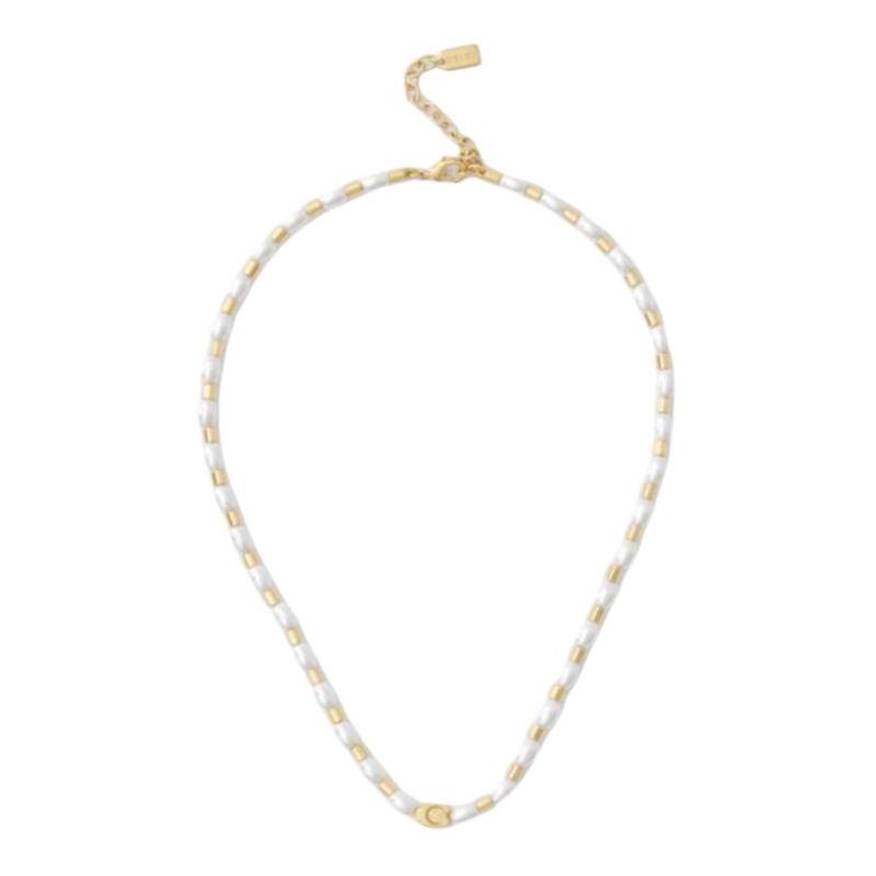 COACH Personalized design glass copper imitation pearl necklace women s gold