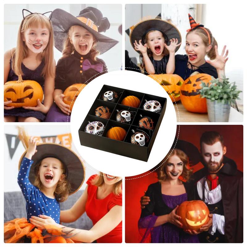Halloween Ornaments For Tree Halloween Tree Ornaments Skulls & Pumpkins Pattern Ball Decor Portable Halloween Supplies Colorful