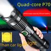 P70 Rechargeable Zoom Flashlight with Power Display for Outdoor Use
