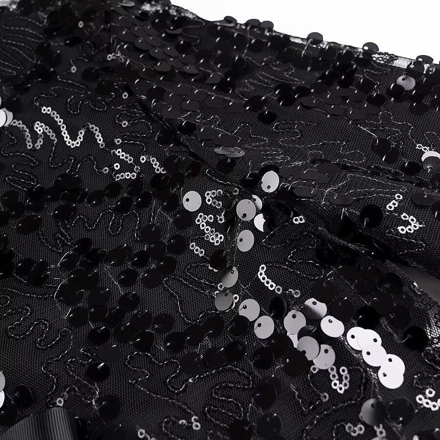 2025 Spring Women's European & American Style Versatile Bow Sequin Top