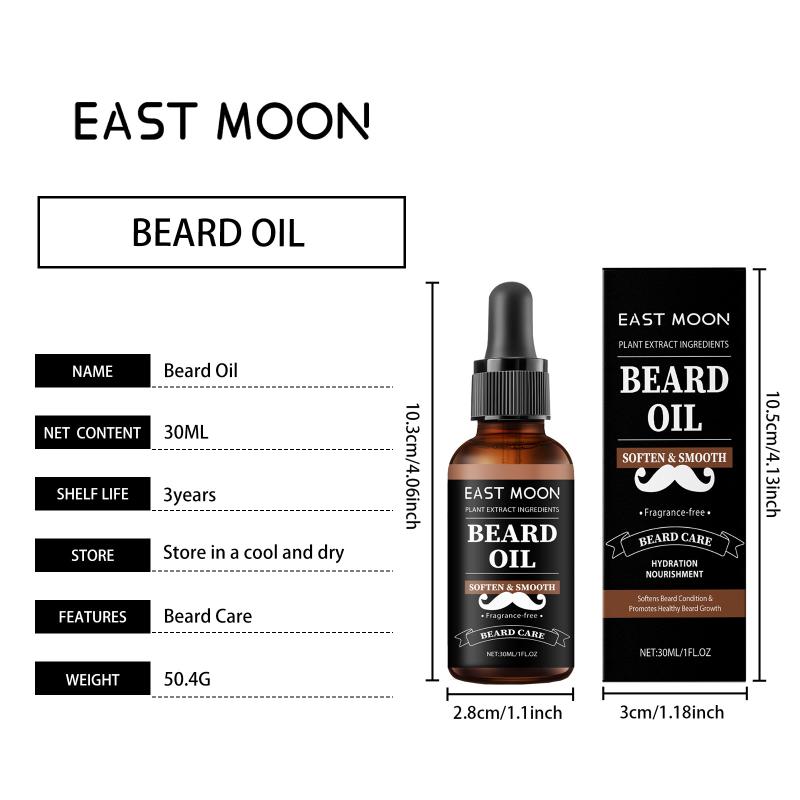East Moon Beard Growth Care Oil Control Deep Moisturize Hydrate Strengthen Beard Roots Reduces Dryness Improve Hair Loss