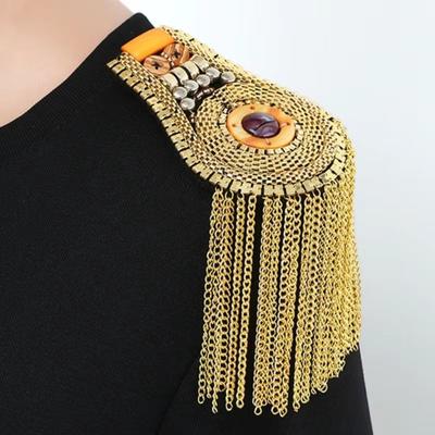 Breastpin Rivet Shoulder Badges Pin Jacket Vintage Brooch Club Tassel Chain Epaulette  Suit