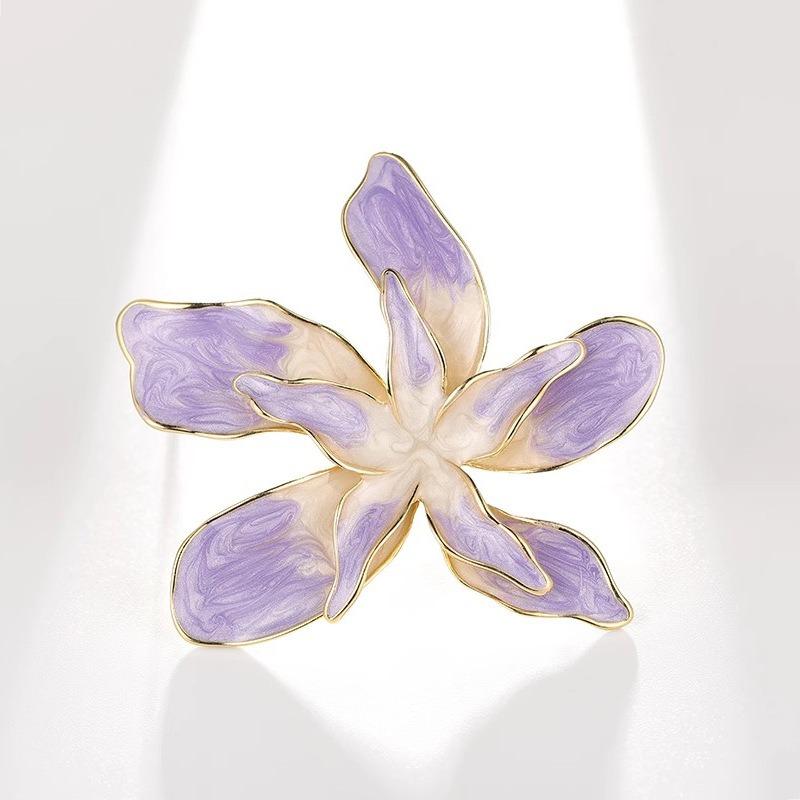 Enamel Bauhinia Flower Brooch, High-end Women's Design Sense, Niche Brooch, Luxurious and Elegant Brooch