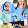 Porta badge retrattile con cordino a forma di cuore che si abbraccia e gatto in acrilico 2D, porta badge identificativo per infermieri e studenti di medicina